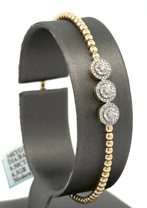 14k Yellow Gold 0.50 CT Diamond Bangle Bracelet, 6.3gm, S16611