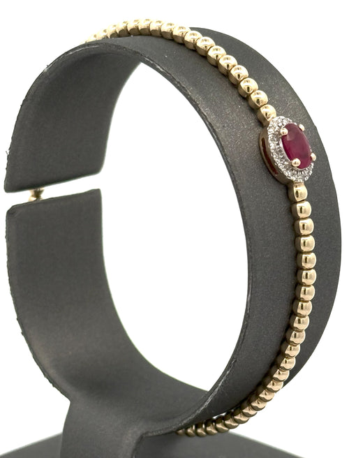14k Yellow Gold 1.00 CT Diamond & Ruby Bangle Bracelet, 6.0gm, S16613