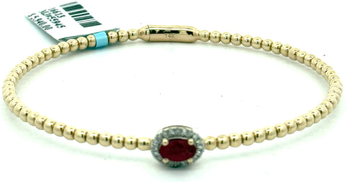 14k Yellow Gold 1.00 CT Diamond & Ruby Bangle Bracelet, 6.0gm, S16613