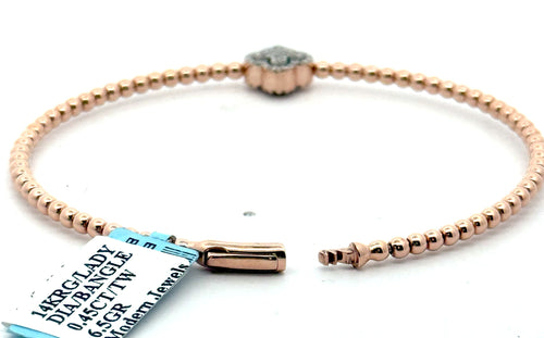 14k Rose Gold 0.45 CT Diamond Ladies Bangle Bracelet, 6.5gm, S16618