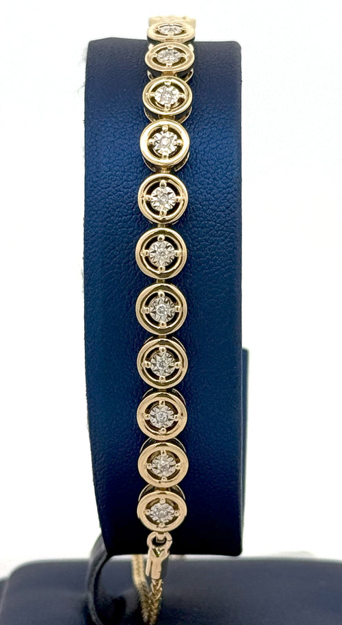 10k Yellow Gold 0.25CT Diamond Anklet Bracelet, 10.5", 7.7g, S16123