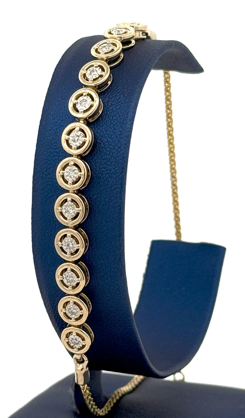 10k Yellow Gold 0.25CT Diamond Anklet Bracelet, 10.5", 7.7g, S16123