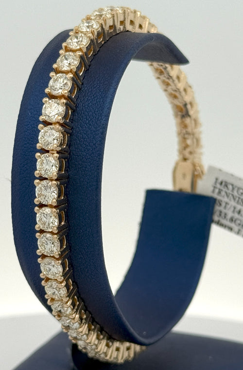 14k Yellow Gold 14.00CT Diamond Tennis Bracelet, 8", 33.6g, S108497