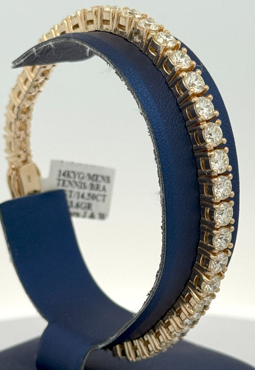 14k Yellow Gold 14.00CT Diamond Tennis Bracelet, 8", 33.6g, S108497
