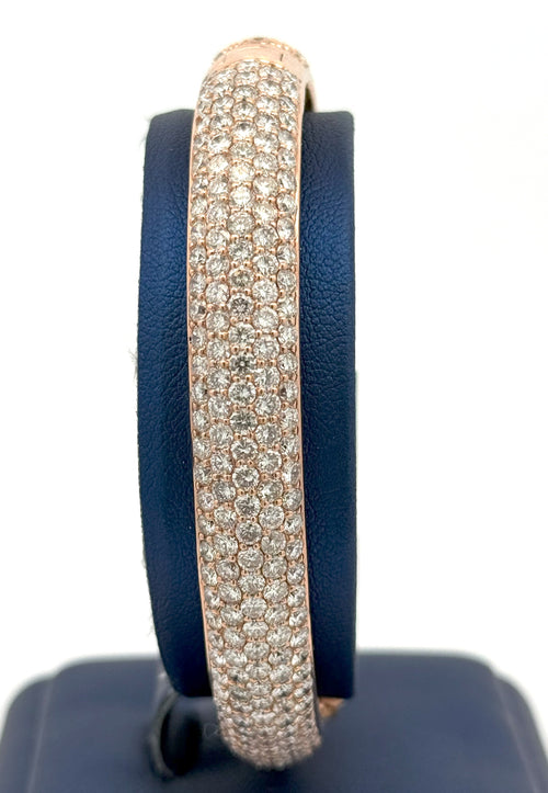 14k Rose Gold 17.75CT Diamond Bangle Bracelet, 31.8g, 8" wrist, S108354
