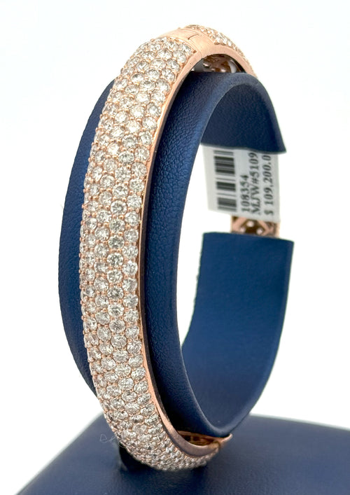 14k Rose Gold 17.75CT Diamond Bangle Bracelet, 31.8g, 8" wrist, S108354