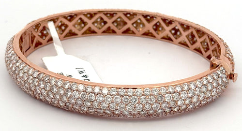 14k Rose Gold 17.75CT Diamond Bangle Bracelet, 31.8g, 8" wrist, S108354