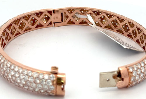 14k Rose Gold 17.75CT Diamond Bangle Bracelet, 31.8g, 8" wrist, S108354