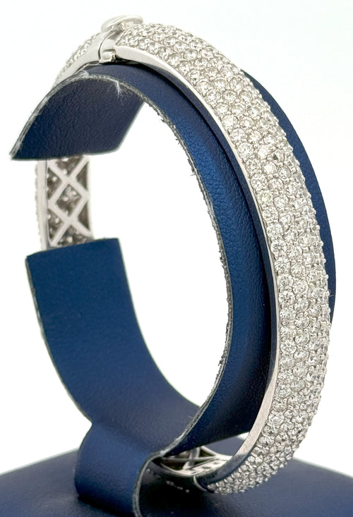 14k White Gold 17.75CT Diamond Bangle Bracelet, 34.6g, 8" wrist, S108265