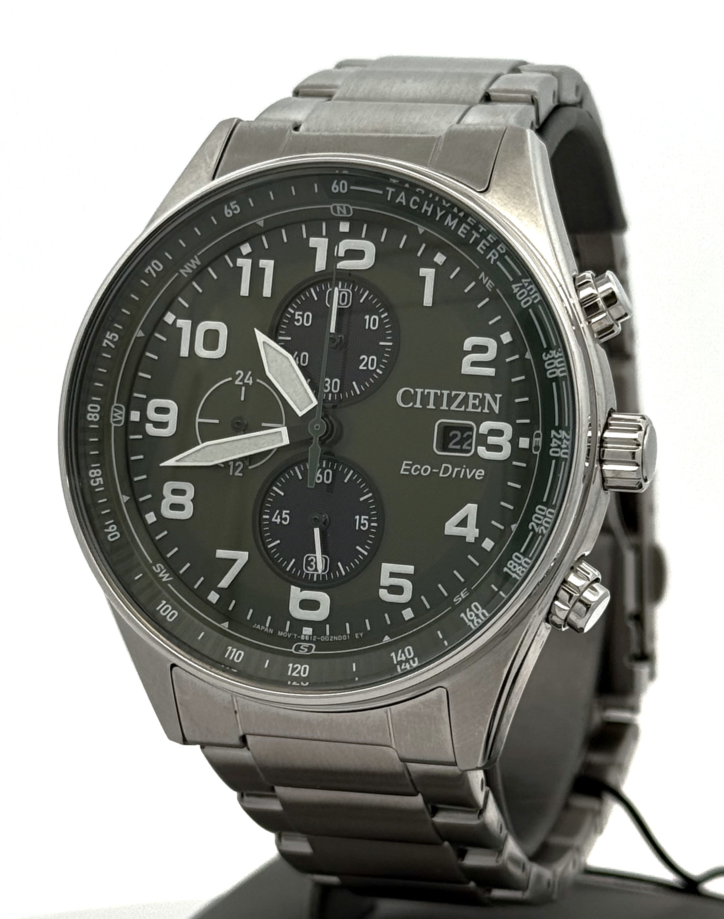 Citizen Eco Drive Chronograph Stainless steel 43mm Green Dial Watch CA