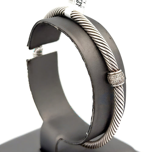 David Yurman Silver Classic Cable Diamond Bracelet, S108567