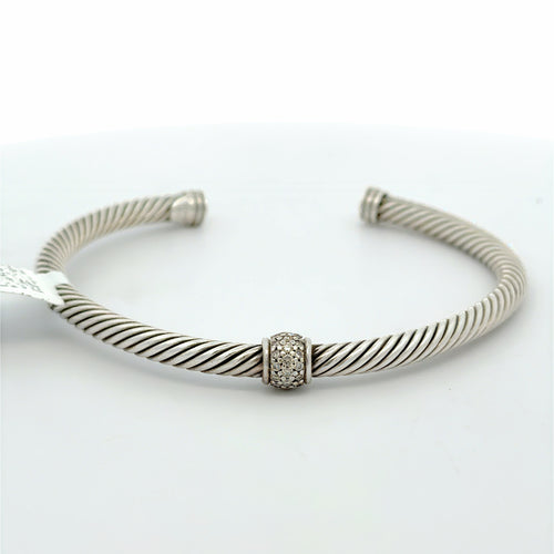 David Yurman Silver Classic Cable Diamond Bracelet, S108567