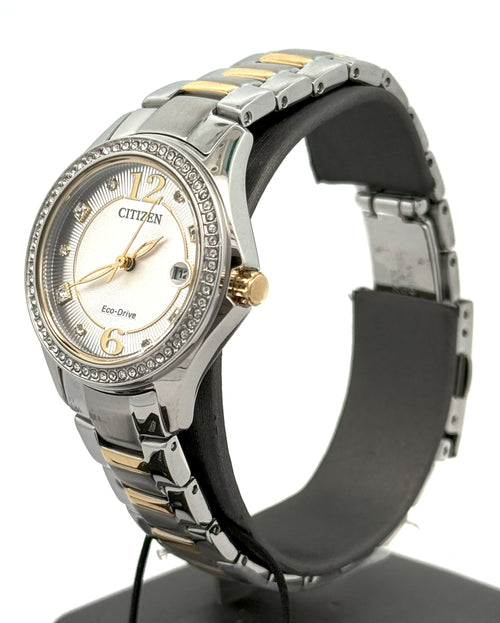 Citizen Crystal Eco Drive silver tone 30MM Ladies Watch, FE1146-71A