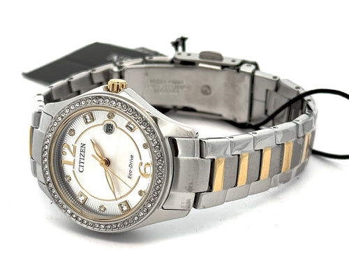 Citizen Crystal Eco Drive silver tone 30MM Ladies Watch, FE1146-71A