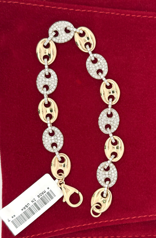 14k Yellow Gold 3.65CT Men's Diamond Tennis Bracelet, 8.5", 30.9G S108587