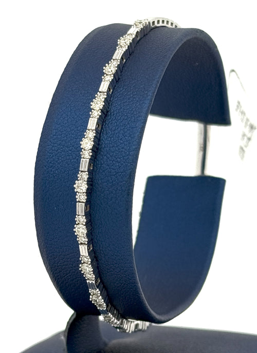 14k White Gold 0.85 CT Diamond Flexible Bangle Bracelet, 6.0gm, S108594