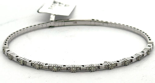 14k White Gold 0.85 CT Diamond Flexible Bangle Bracelet, 6.0gm, S108594