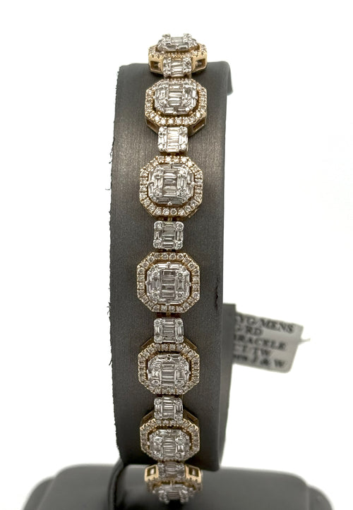 14k Yellow Gold 7.00CT Baguette Diamond Tennis Men's Bracelet, 9", S106104