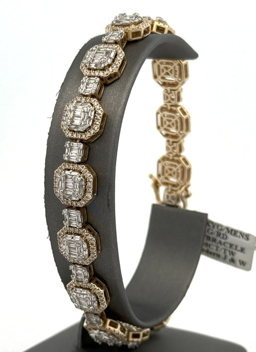 14k Yellow Gold 7.00CT Baguette Diamond Tennis Men's Bracelet, 9", S106104
