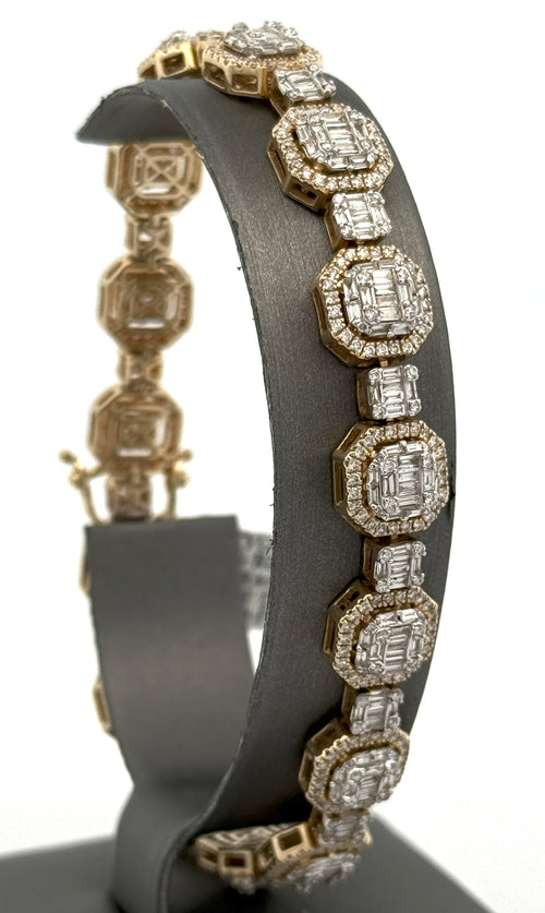 14k Yellow Gold 7.00CT Baguette Diamond Tennis Men's Bracelet, 9", S106104