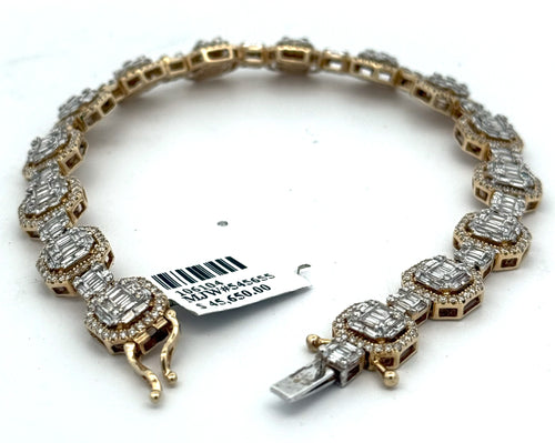 14k Yellow Gold 7.00CT Baguette Diamond Tennis Men's Bracelet, 9", S106104