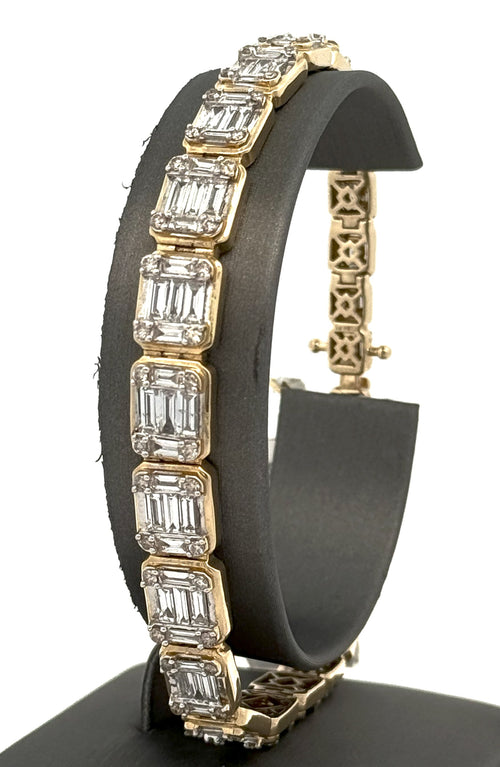14k Yellow Gold 10.50 CT Baguette Diamond Bracelet, S106947