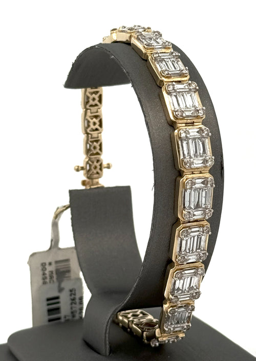 14k Yellow Gold 10.50 CT Baguette Diamond Bracelet, S106947