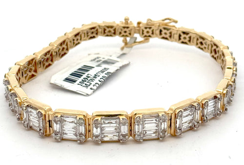 14k Yellow Gold 10.50 CT Baguette Diamond Bracelet, S106947