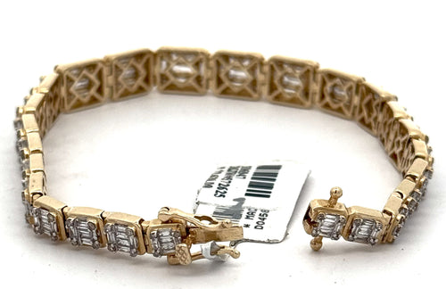 14k Yellow Gold 10.50 CT Baguette Diamond Bracelet, S106947
