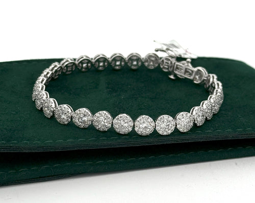 14k White Gold 9.53CT Diamond Tennis Ladies Bracelet, 14.2g, 7", S15788
