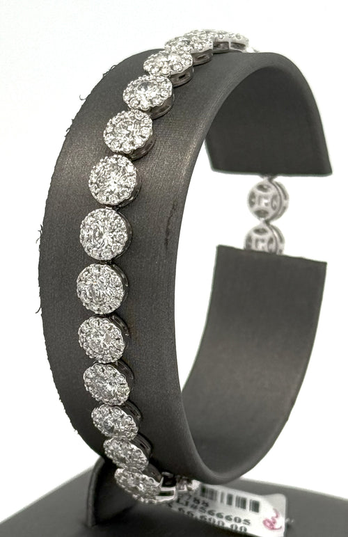 14k White Gold 9.53CT Diamond Tennis Ladies Bracelet, 14.2g, 7", S15788