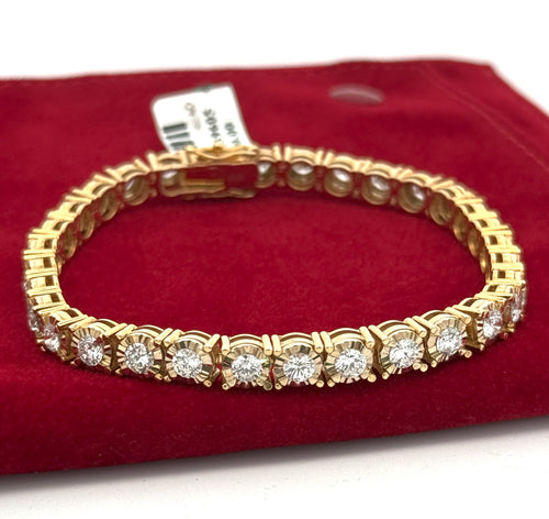 14k Yellow Gold 5.25 CT Diamond Tennis Ladies Bracelet, 20.9g, S107824