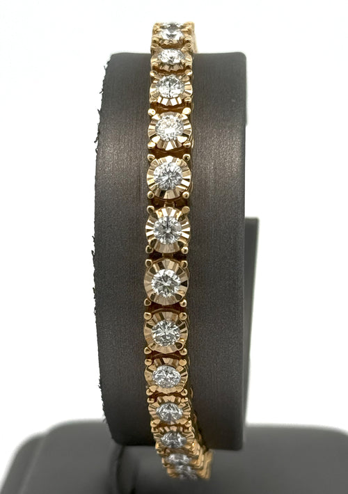 14k Yellow Gold 5.25 CT Diamond Tennis Ladies Bracelet, 20.9g, S107824
