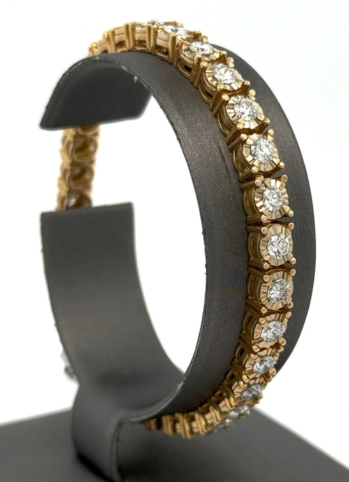 14k Yellow Gold 5.25 CT Diamond Tennis Ladies Bracelet, 20.9g, S107824