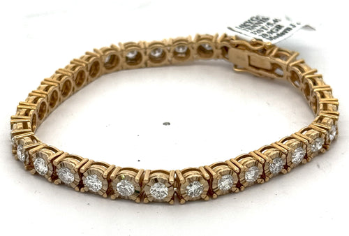 14k Yellow Gold 5.25 CT Diamond Tennis Ladies Bracelet, 20.9g, S107824