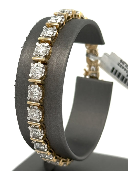 10k Yellow Gold 8.75 CT Diamond Tennis Bracelet, 16.2gm, 7.5", S16294