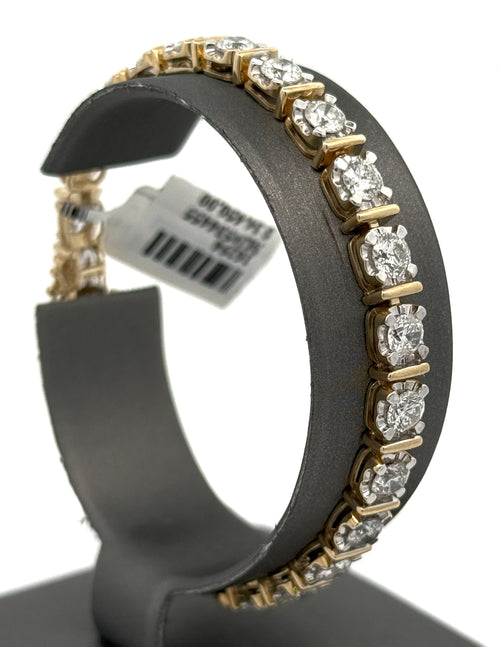 10k Yellow Gold 8.75 CT Diamond Tennis Bracelet, 16.2gm, 7.5", S16294