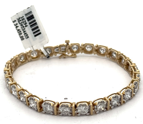 10k Yellow Gold 8.75 CT Diamond Tennis Bracelet, 16.2gm, 7.5", S16294