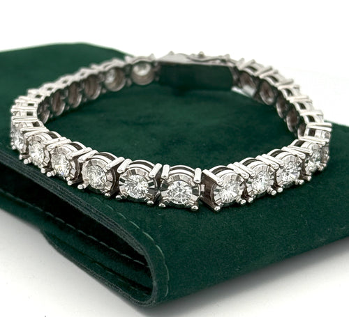 14k White Gold 8.00 CT Diamond Miracle Tennis Bracelet, 27.6g, 7", S14872