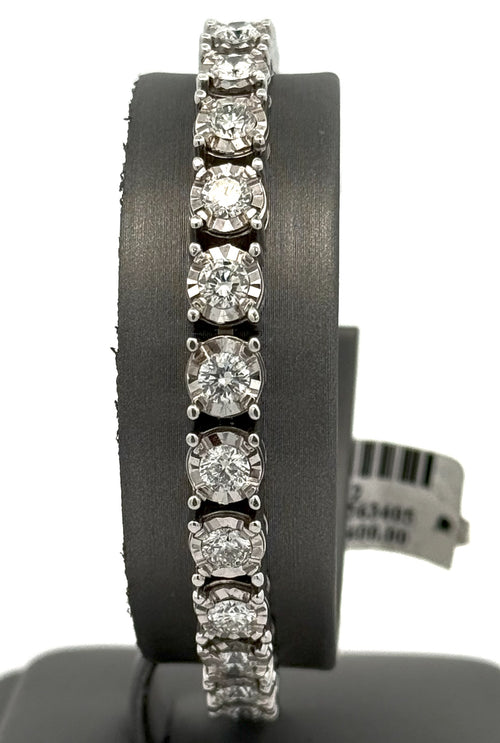 14k White Gold 8.00 CT Diamond Miracle Tennis Bracelet, 27.6g, 7", S14872