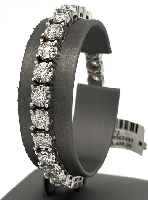 14k White Gold 8.00 CT Diamond Miracle Tennis Bracelet, 27.6g, 7", S14872