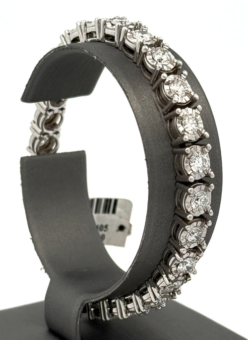 14k White Gold 8.00 CT Diamond Miracle Tennis Bracelet, 27.6g, 7", S14872
