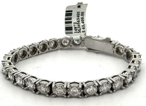 14k White Gold 8.00 CT Diamond Miracle Tennis Bracelet, 27.6g, 7", S14872
