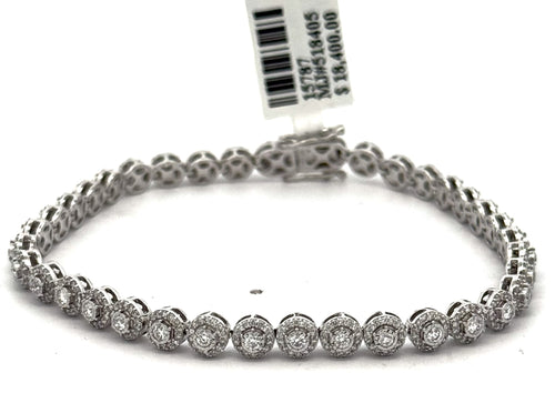 14k White Gold 2.75 CT Diamond Tennis Ladies Bracelet, 11.3g, 7.25"