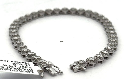 14k White Gold 2.75 CT Diamond Tennis Ladies Bracelet, 11.3g, 7.25"