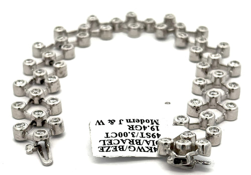14k White Gold 2.75CT Bezel Diamond Bracelet, 19.4g, S108086