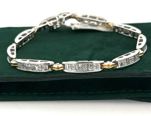 14k Two Tone Gold 5.00 CT Diamond Tennis Bracelet, 7.5", S100516