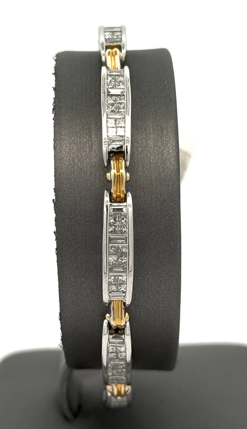 14k Two Tone Gold 5.00 CT Diamond Tennis Bracelet, 7.5", S100516