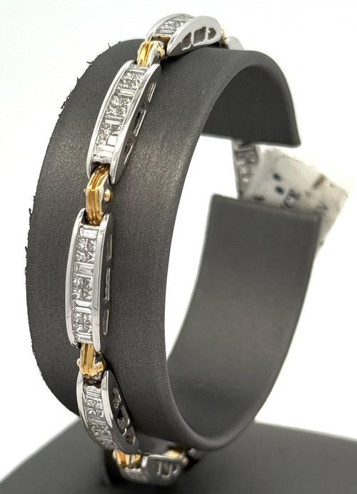 14k Two Tone Gold 5.00 CT Diamond Tennis Bracelet, 7.5", S100516