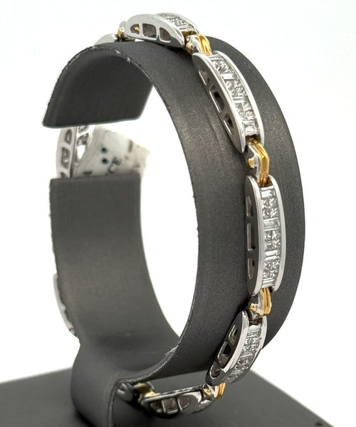 14k Two Tone Gold 5.00 CT Diamond Tennis Bracelet, 7.5", S100516